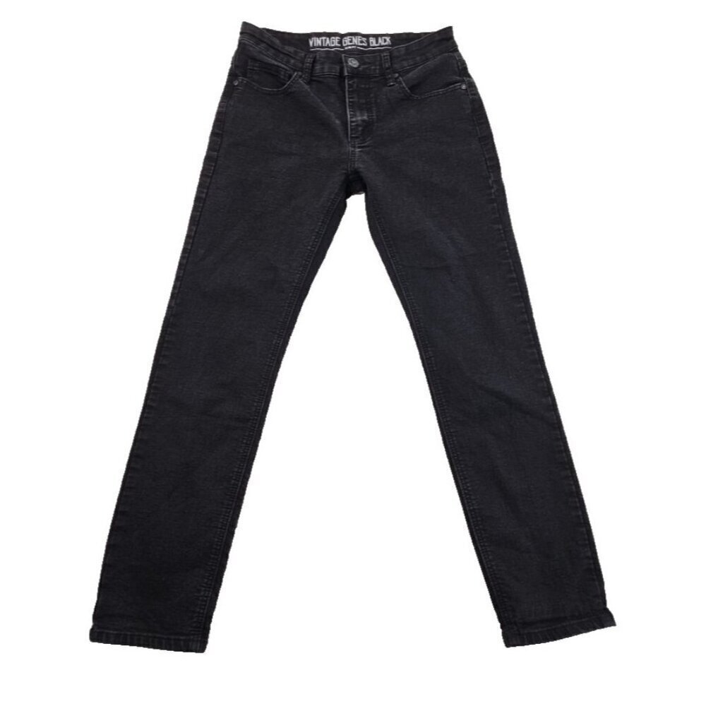 Vintage Genes Black Jeans Men's 30W 30L Black French Terry Denim‎ Stretch EUC LN